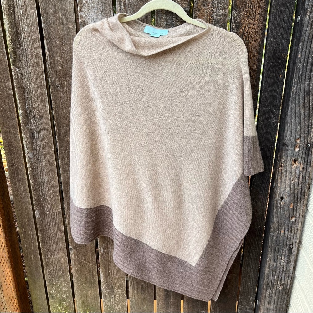 Celeste Cashmere & Wool Lightweight Sweater Poncho Wrap One Size